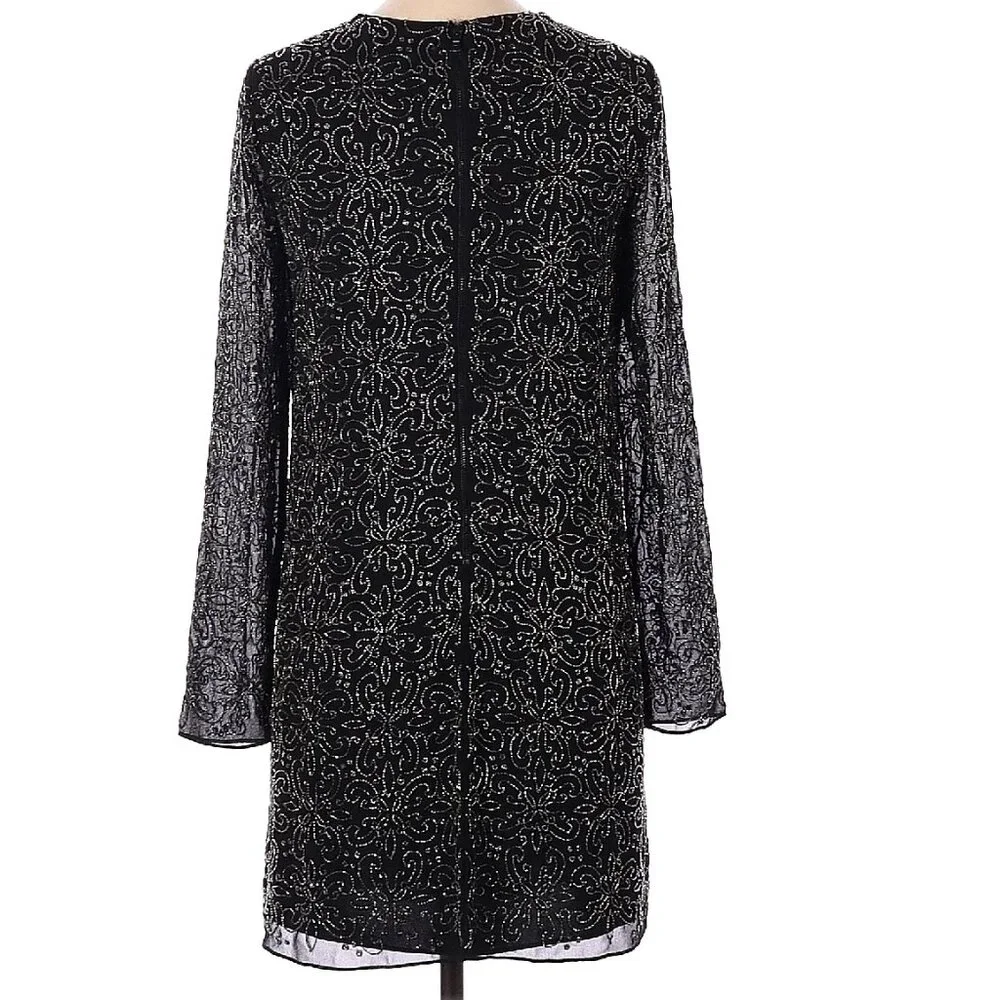 Alice + Olivia Marcia Long Sleeve Beaded Sheath Dress Like New - Picture 4 of 7